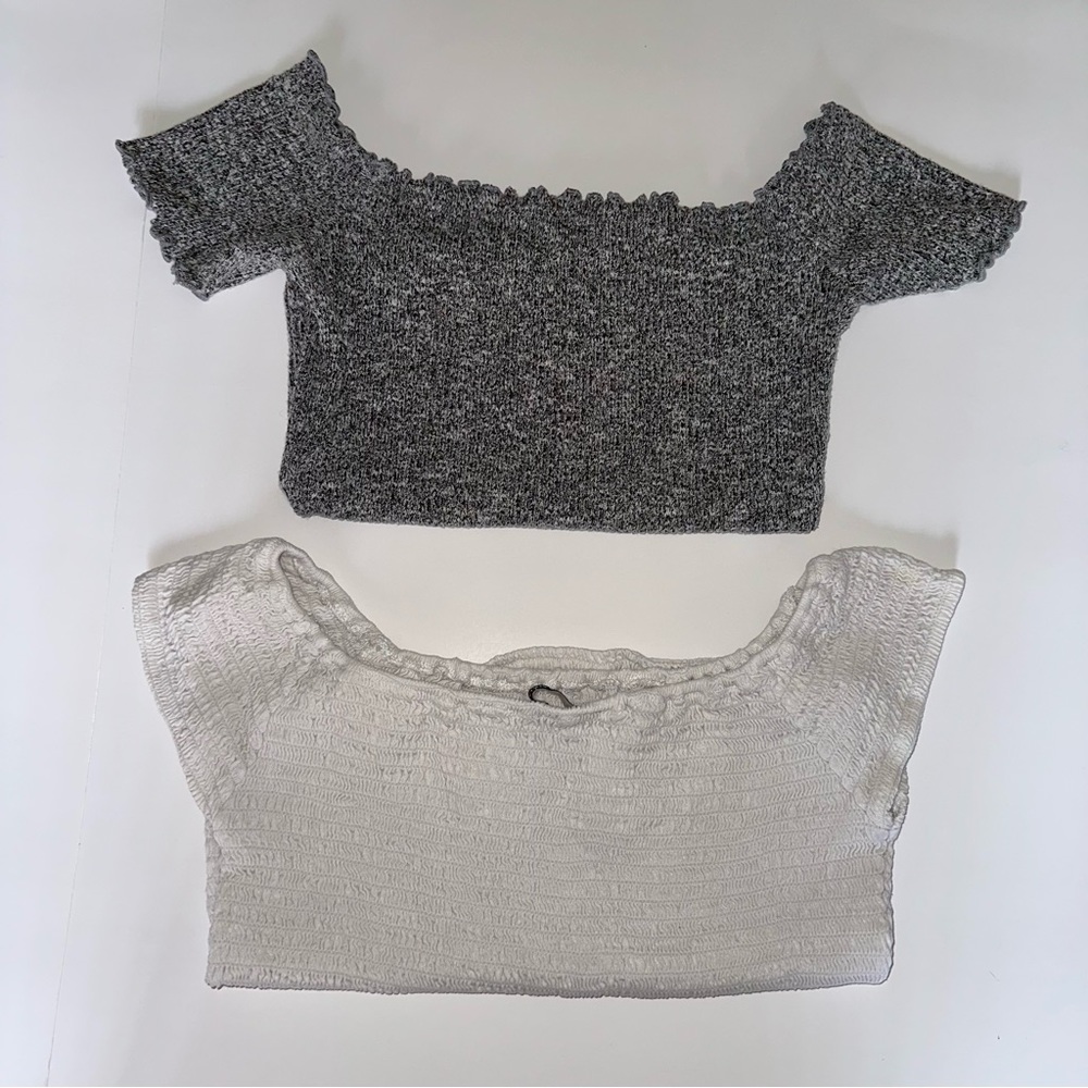 2 Off the Shoulder Basic Cropped Brandy Melville Tops Cut off Love Culture